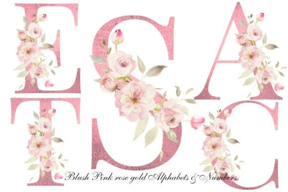 Download Blush Pink Rose Floral Alphabet Clipart - Premium Bundle